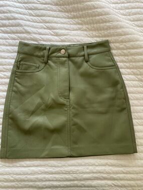 Wilfred Sage Green Faux Leather Mini Skirt